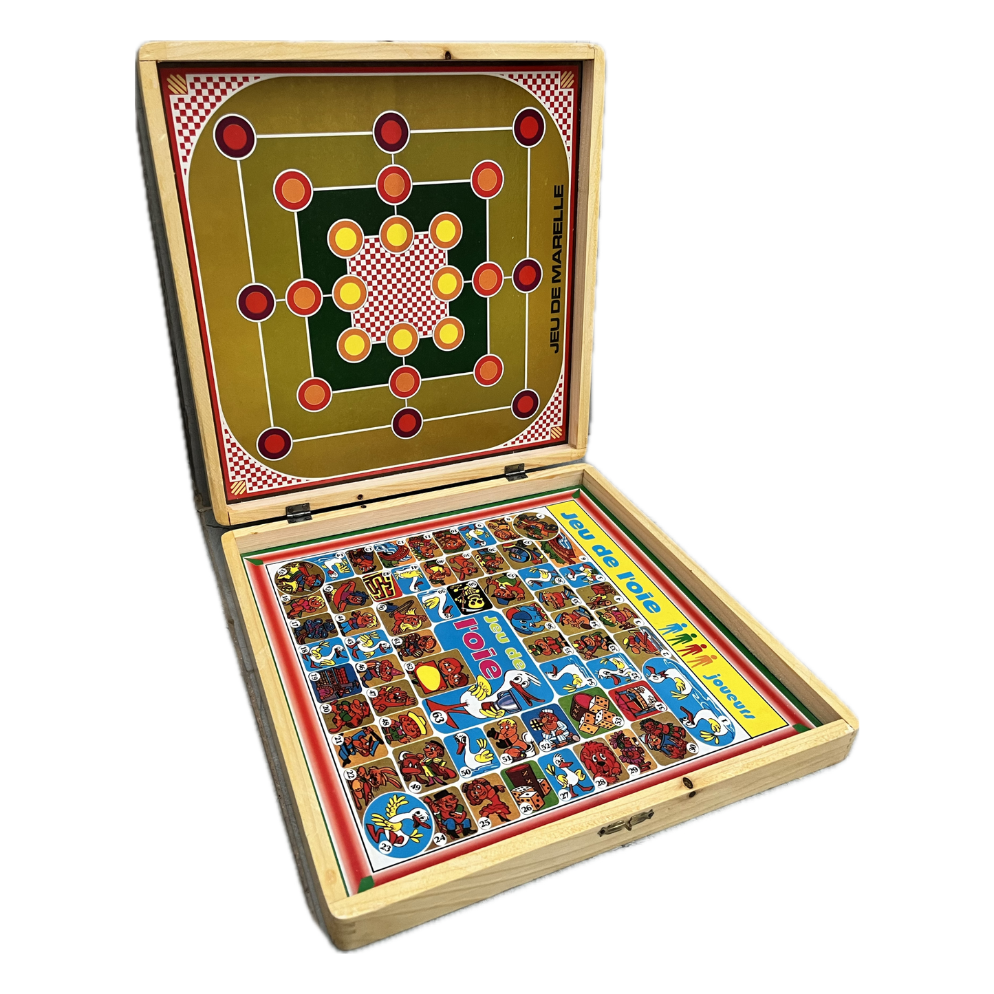 Coffret de Jeux en Bois 4-en-1 avec Échecs - Jeu de Société Famille