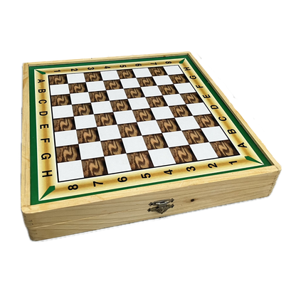 Coffret de Jeux en Bois 4-en-1 : Dames, Petits Chevaux, Jeu de l'Oie & Marelle