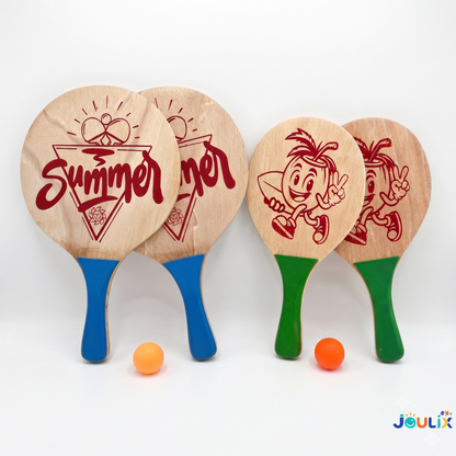 Pack Raquettes de Plage en Bois – Jeu de Plage Famille