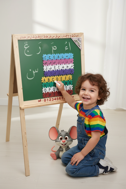 Enfant écrivant sur le tableau avec une souris